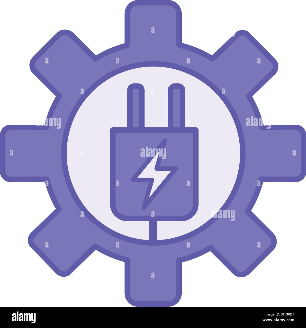 Colored Electrical Icon. Vector Illustration. Gear and Electric Plug. Device Working with Electricity. Concept Engineering Stock Vector
