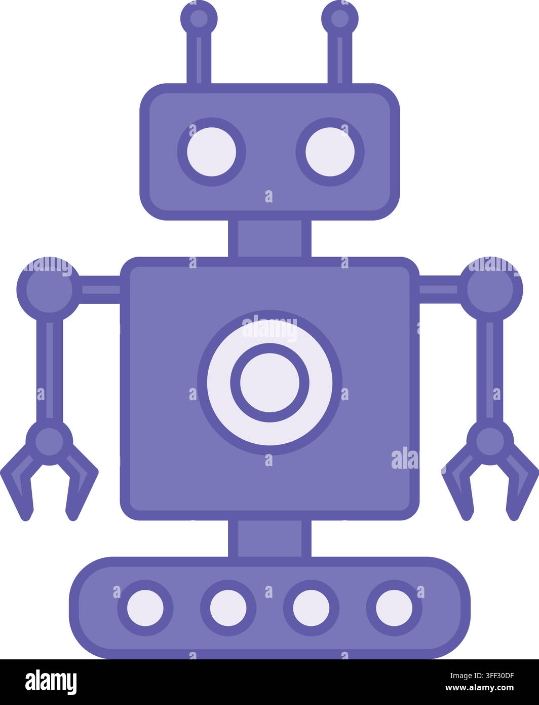 Colored Robotics Icon. Vector Illustration. Robot. Development, Design, Creation, and Use of Automated Technical Systems. Concept Engineering Stock Vector
