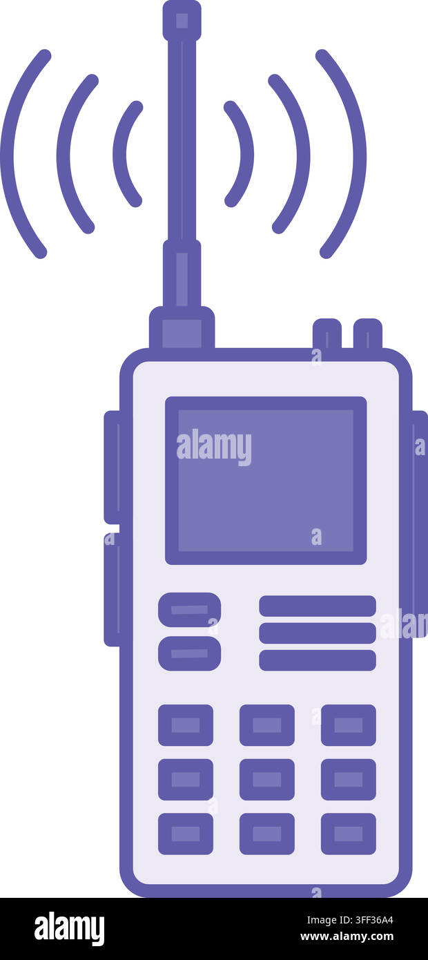 Colored Walkie Talkie Icon. Vector Illustration. Wireless Two-Way Communication Device. Firefighter Concept Stock Vector
