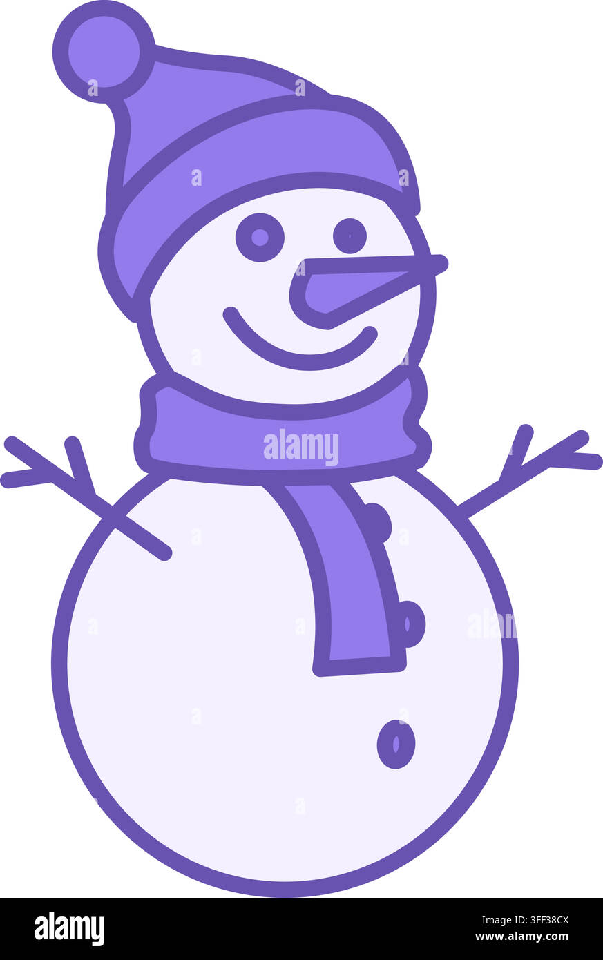 Snowman Color Icon. Vector Icon. Funny Snowman in a Hat and Scarf. Christmas and Holiday Concept Stock Vector