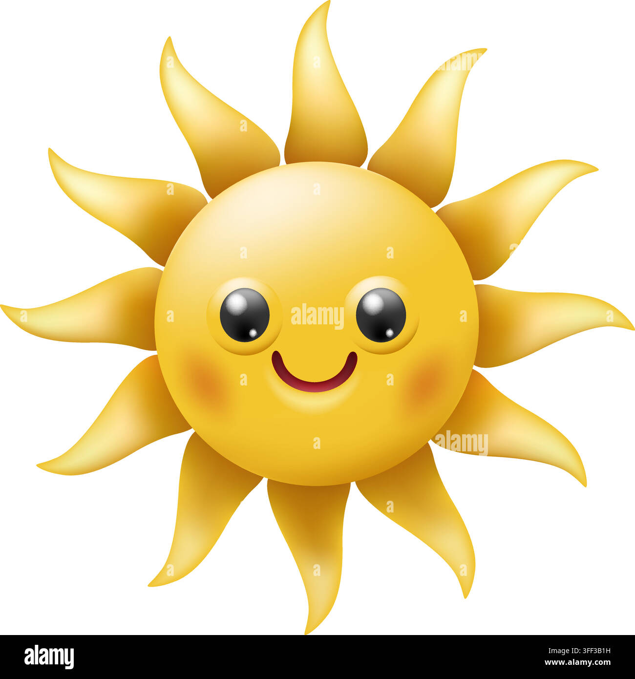 3D cute sun smiling face Stock Vector