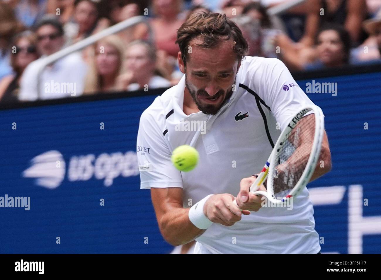 Daniil Medvedev Of Russia Returns The Ball To Frances Tiafoe Of The 
