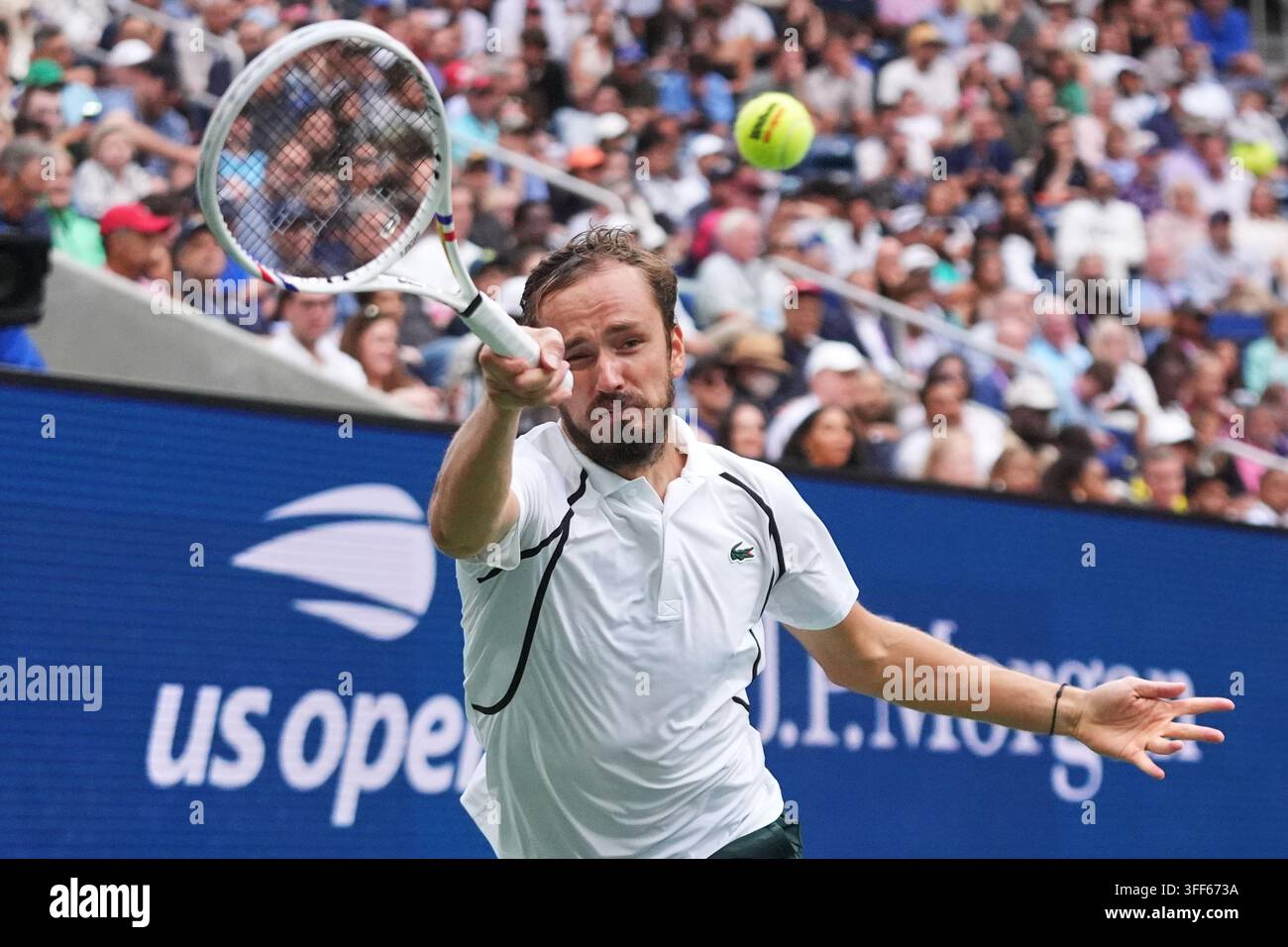 Daniil Medvedev Of Russia Returns The Ball To Frances Tiafoe Of The 