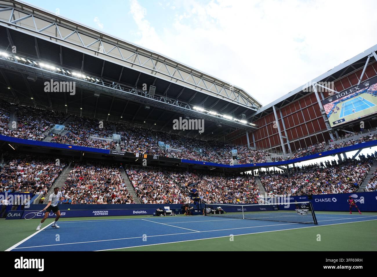 Daniil Medvedev Of Russia Left Returns The Ball To Frances Tiafoe daniil-medvedev-of-russia-left-returns-the-ball-to-frances-tiafoe