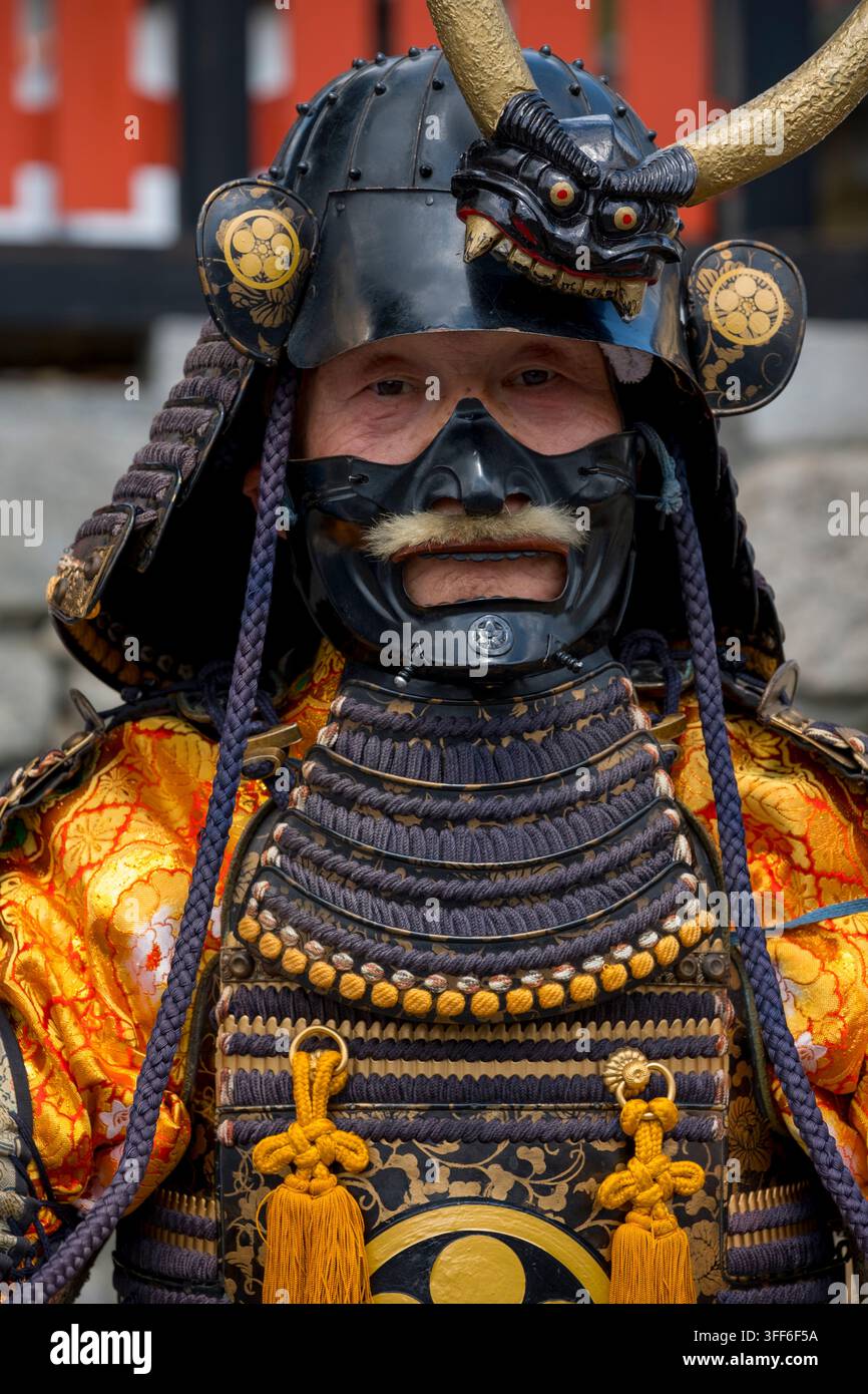 Japanese samurai warrior helmet mask hi-res stock photography and