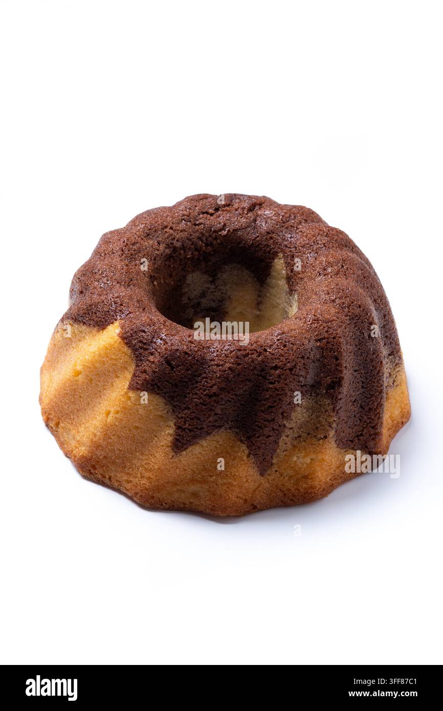 Marble bundt cake isolated on white background Stock Photo