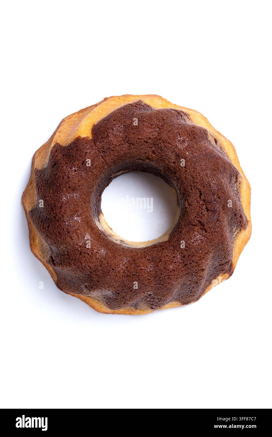 Marble bundt cake isolated on white background Stock Photo