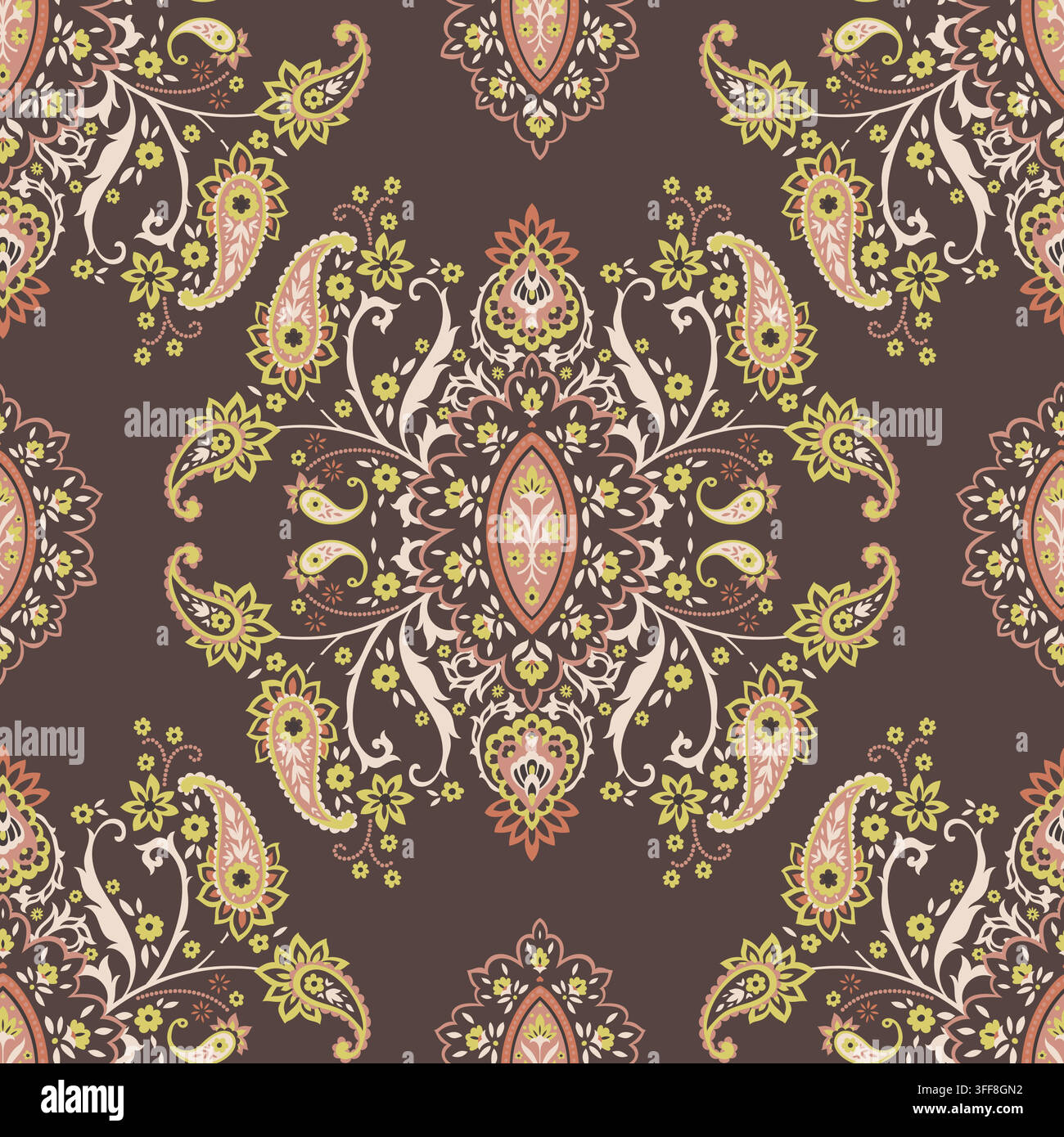 Dark Chocolate Floral Medallion Design Stock Vector