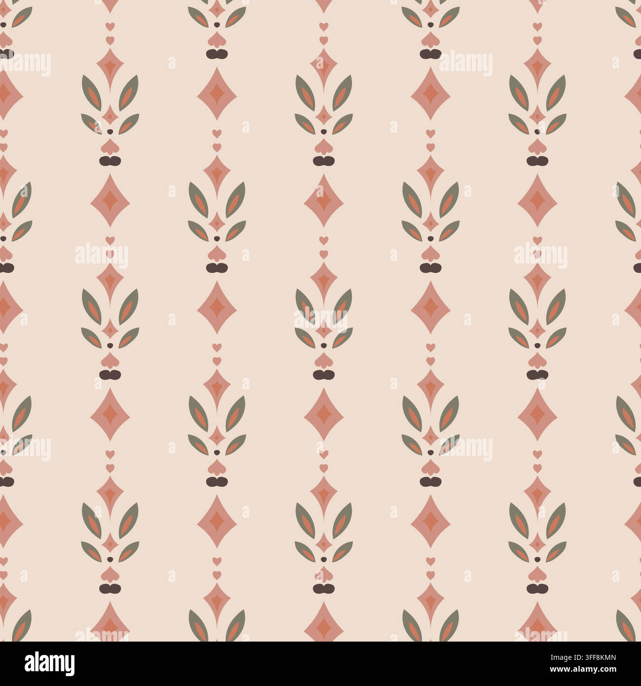 Minimalist Botanical Stripe Fabric Art Design Stock Vector