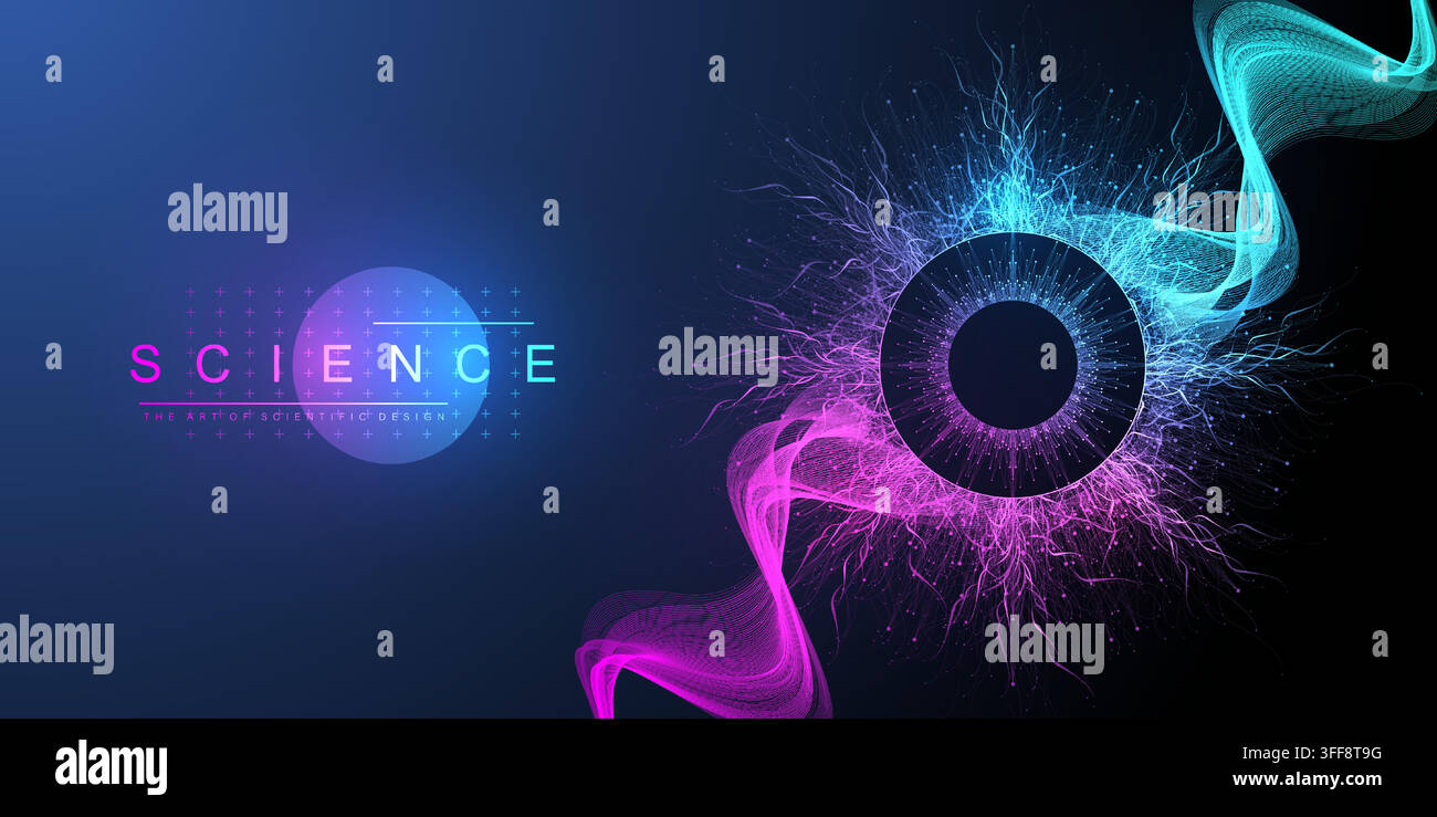 Quantum computer technology concept. Artificial intelligence. Big data algorithms visualization for business, science, technology, fintech, blockchain Stock Vector