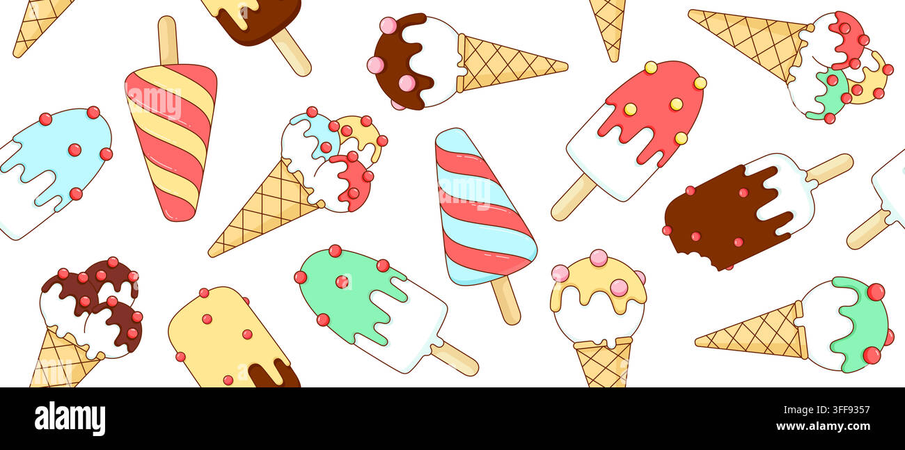 Ice cream scoop, seamless pattern Stock Vector