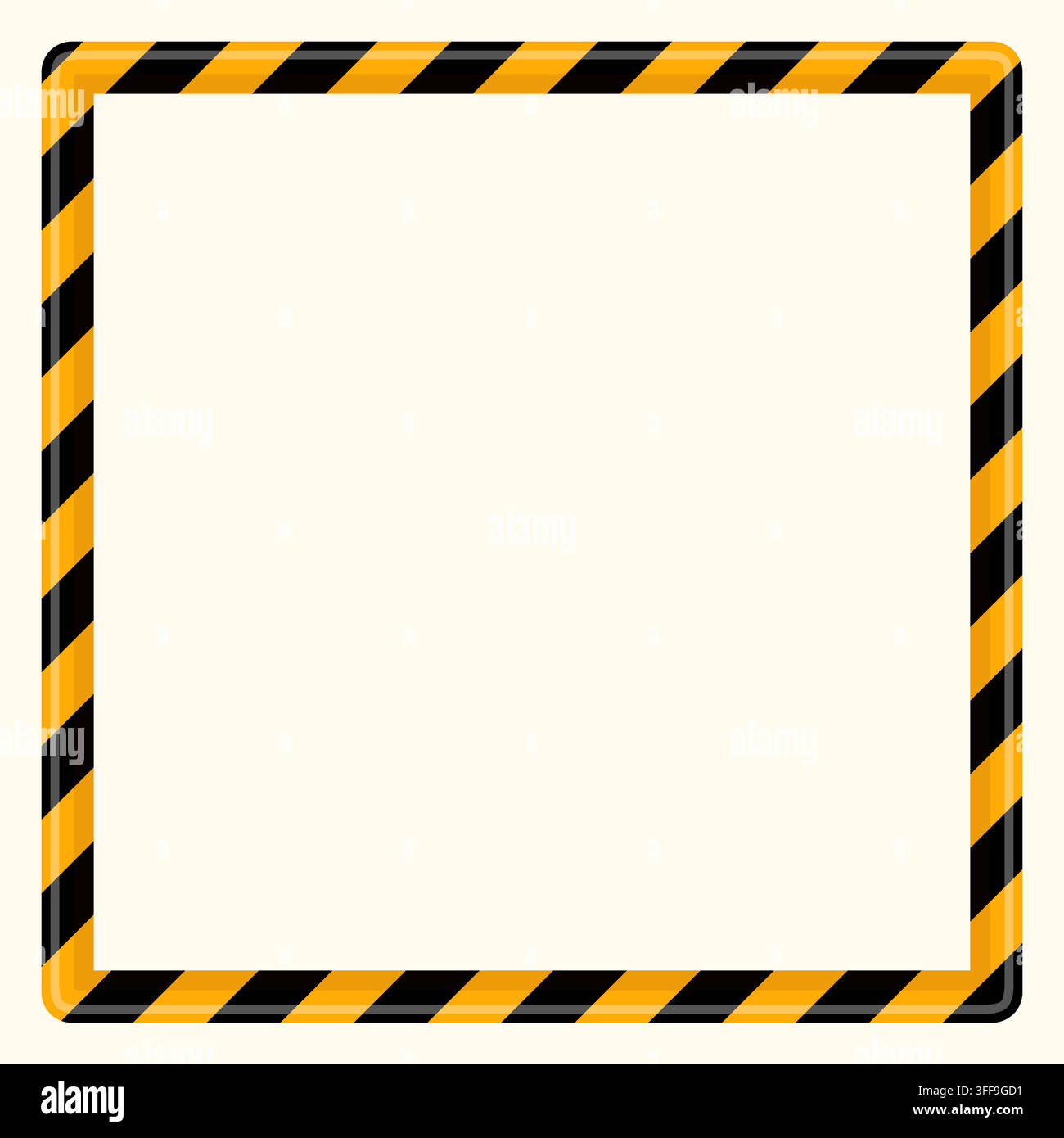Yellow and black caution tape vector square frame with, Construction hazard diagonal stripes border for urban warning and attention designs Stock Vector