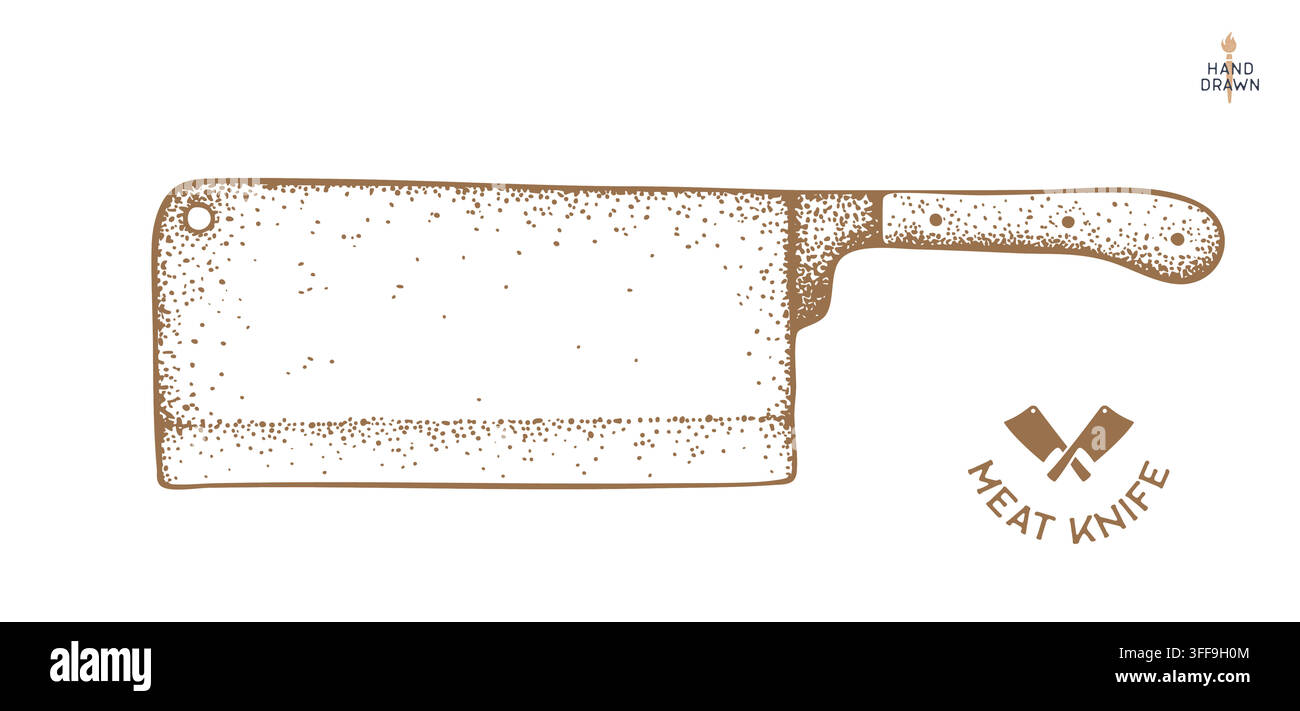 Butcher Knife. Hand drawn sketch Stock Vector