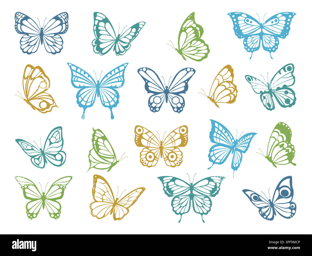 Colorful butterfly silhouettes grid seamless vector pattern Stock Vector