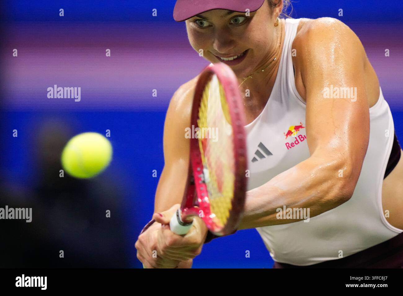 Iva Jovic Of The United States Returns The Ball To Coco Gauff Of The iva-jovic-of-the-united-states-returns-the-ball-to-coco-gauff-of-the