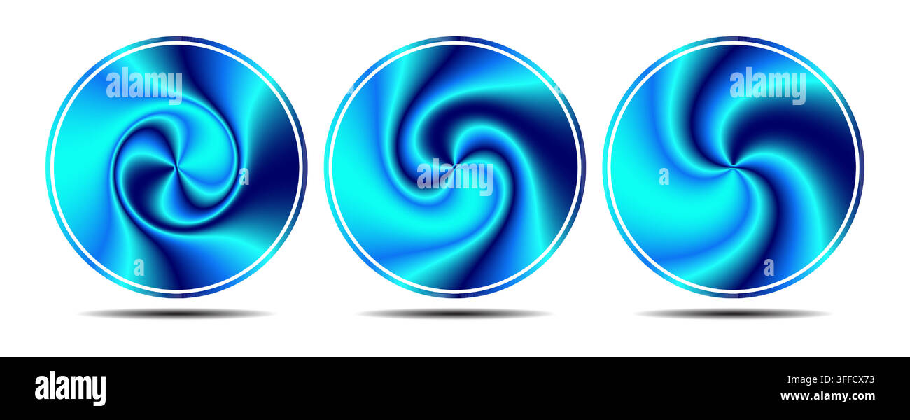 Metallic swirl circle with smooth gradient and glossy 3D texture. Vector illustration Stock Vector