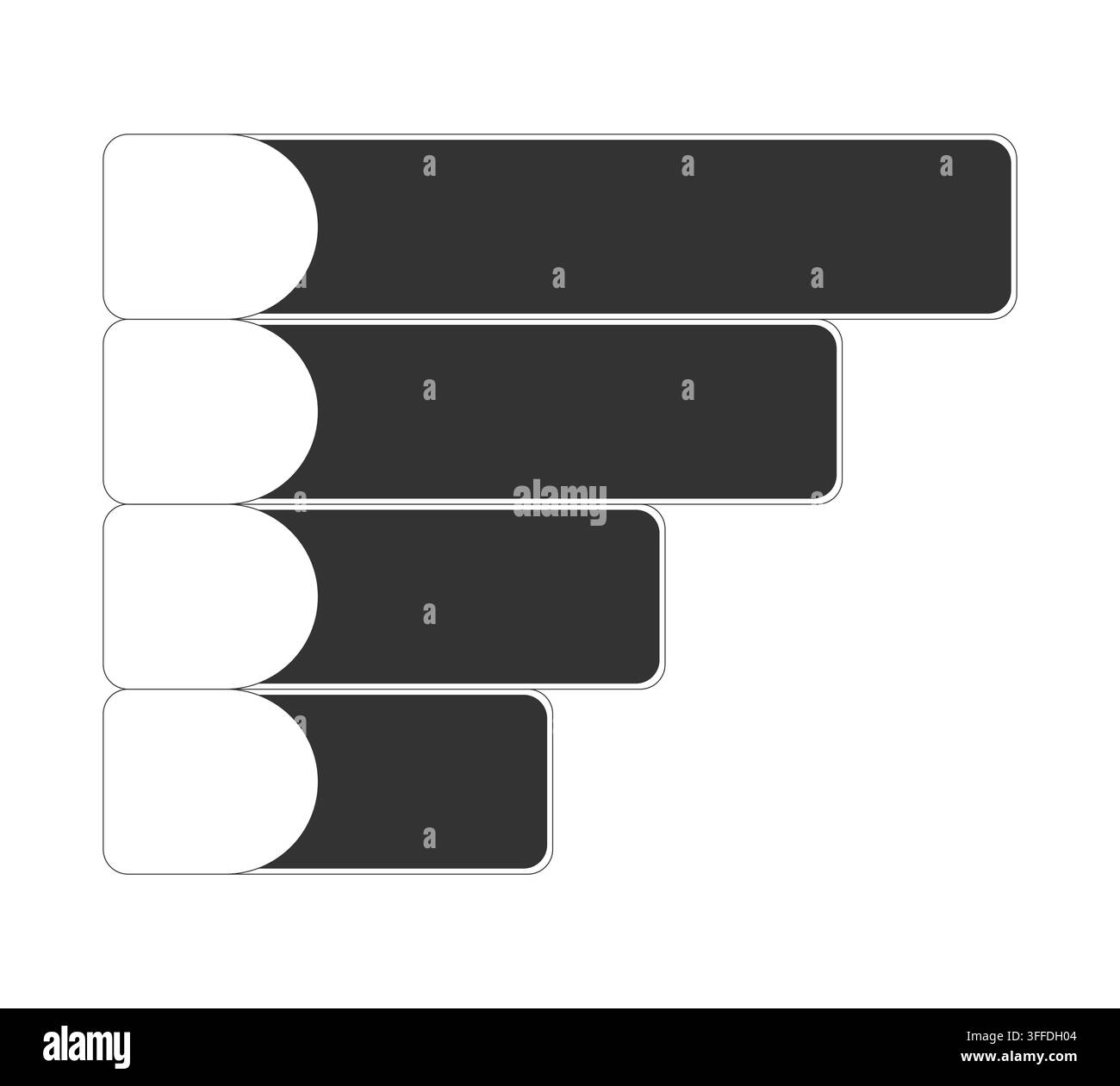 Horizontal bar chart ranking infographic black and white cartoon clipart Stock Vector
