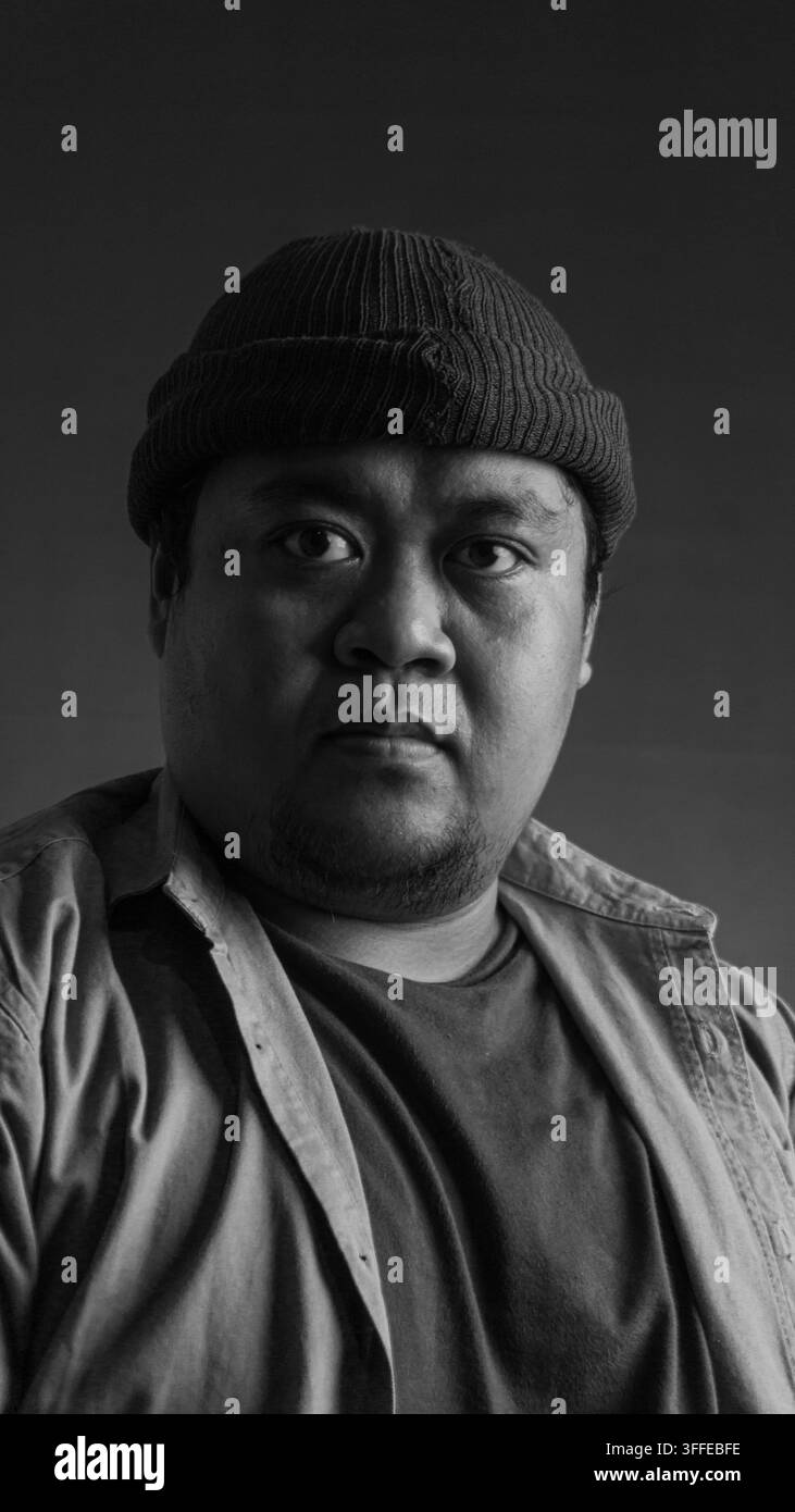Wearing beanie Black and White Stock Photos & Images - Alamy