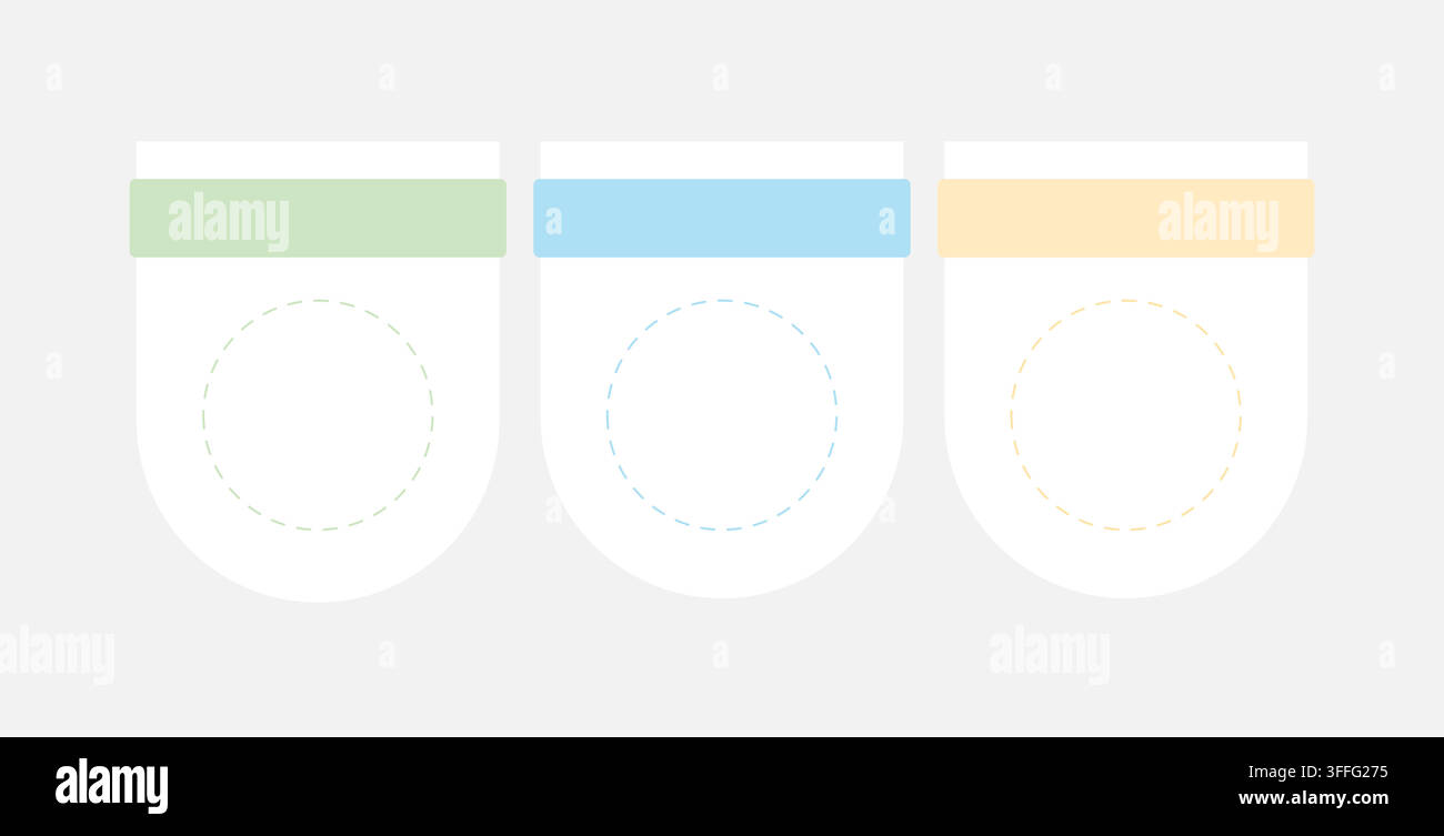 Three rounded badge shapes empty infographic template Stock Vector