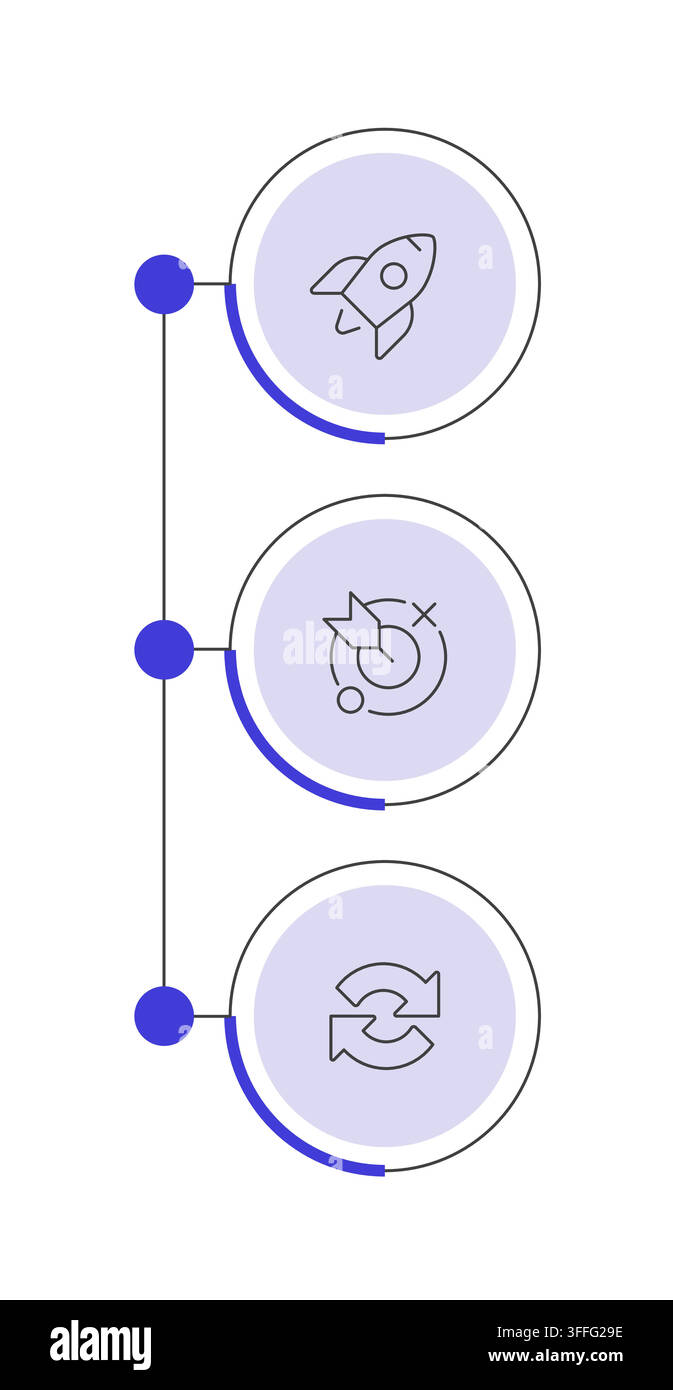 Purple vertical timeline infographic 3 steps Stock Vector