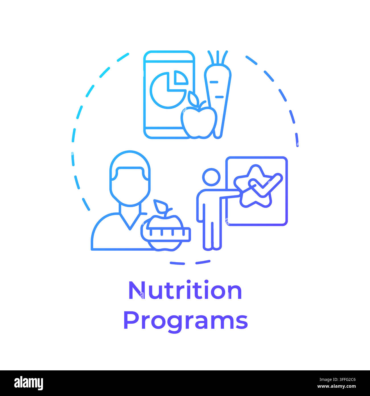 Nutrition programs gradient outline concept icon Stock Vector