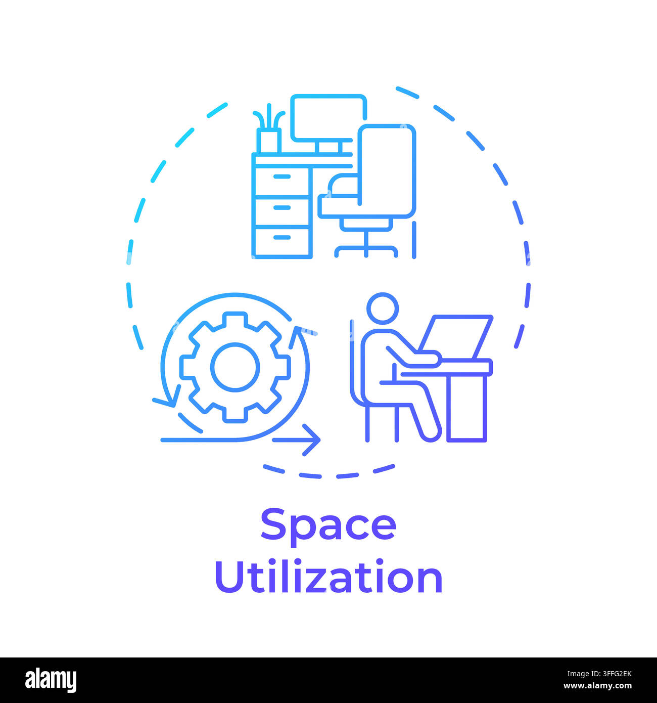 Space utilization gradient outline concept icon Stock Vector