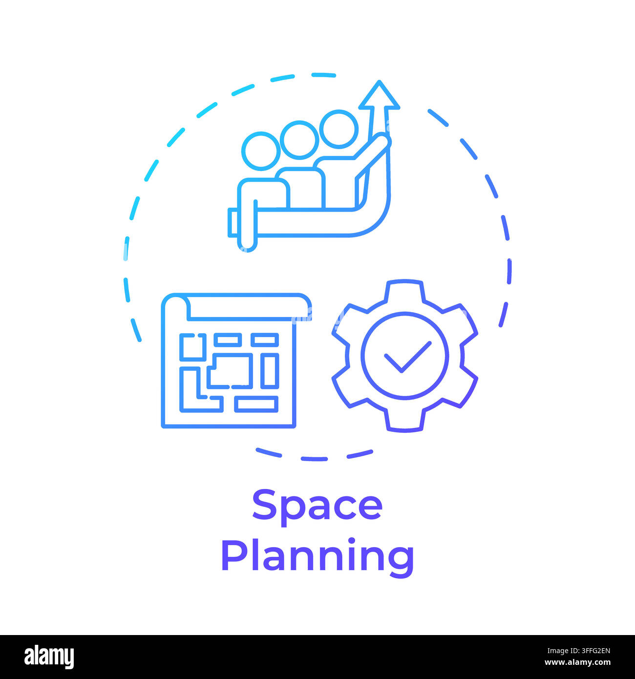 Space planning gradient outline concept icon Stock Vector
