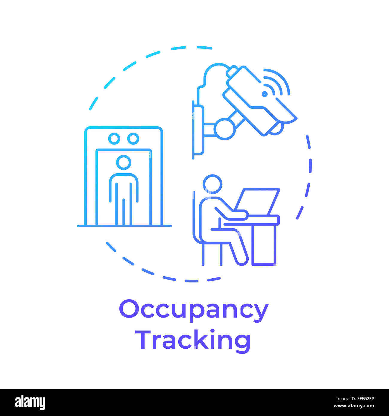 Occupancy tracking gradient outline concept icon Stock Vector