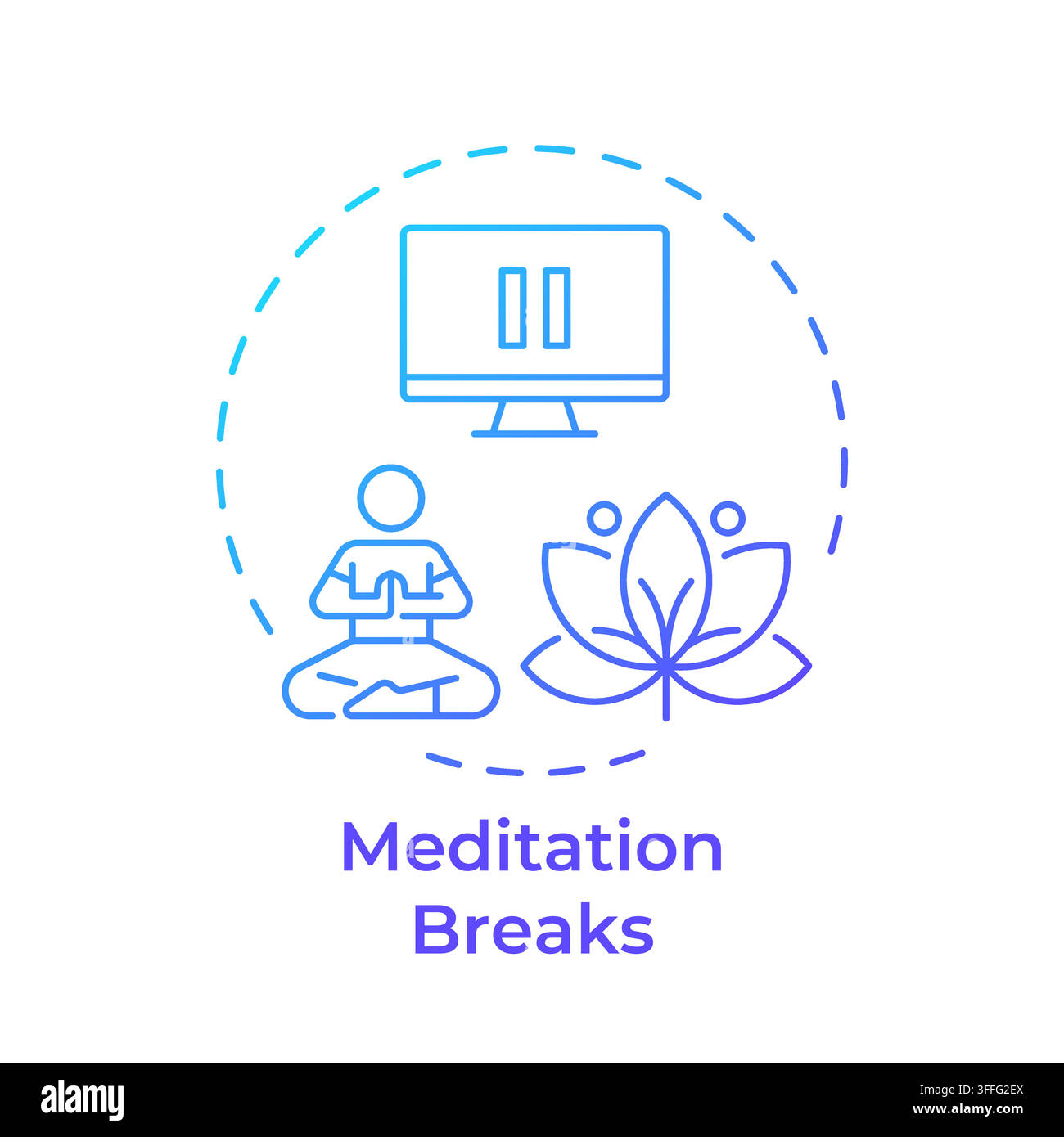 Meditation breaks gradient outline concept icon Stock Vector