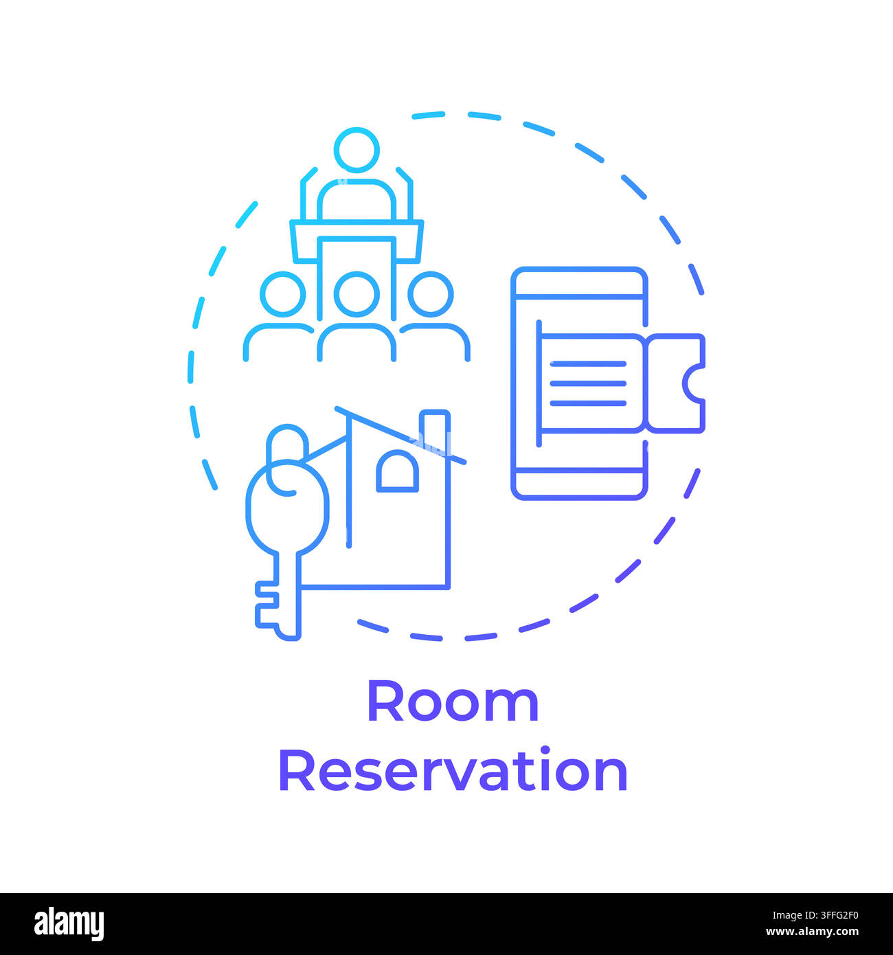 Room reservation gradient outline concept icon Stock Vector