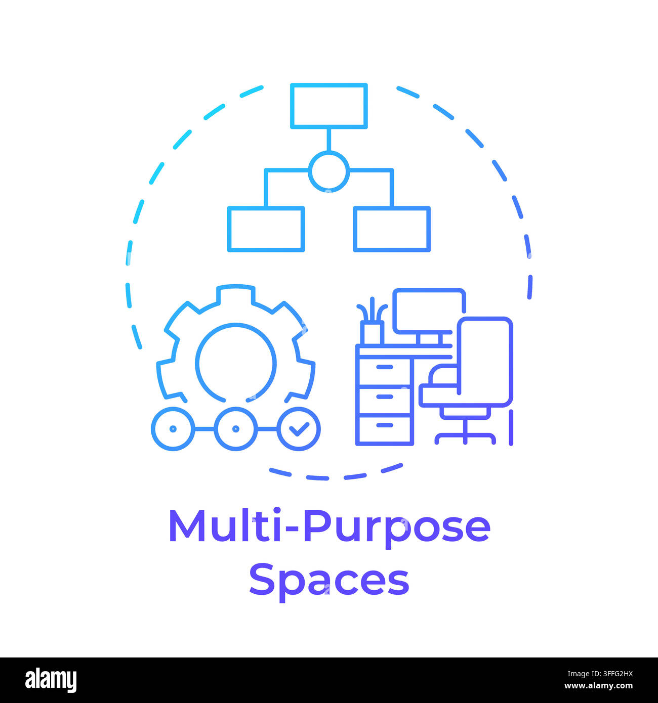 Multi purpose spaces gradient outline concept icon Stock Vector