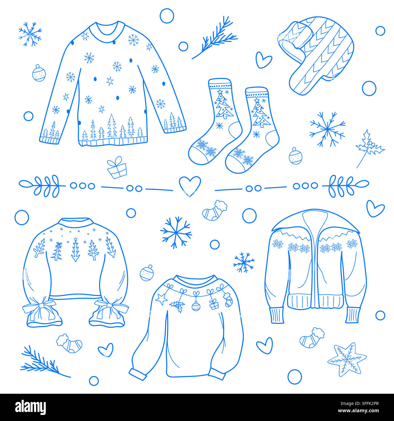 Winter clothing clipart collection Stock Vector