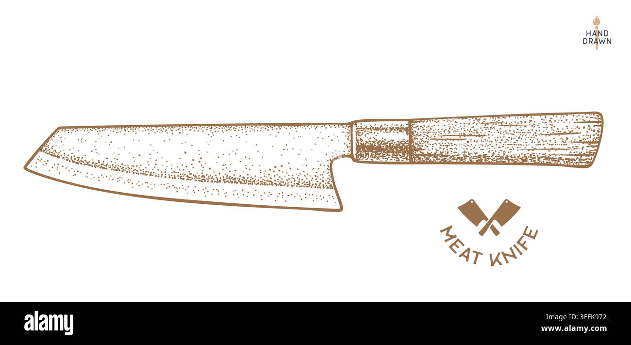 Butcher Knife. Hand drawn sketch Stock Vector