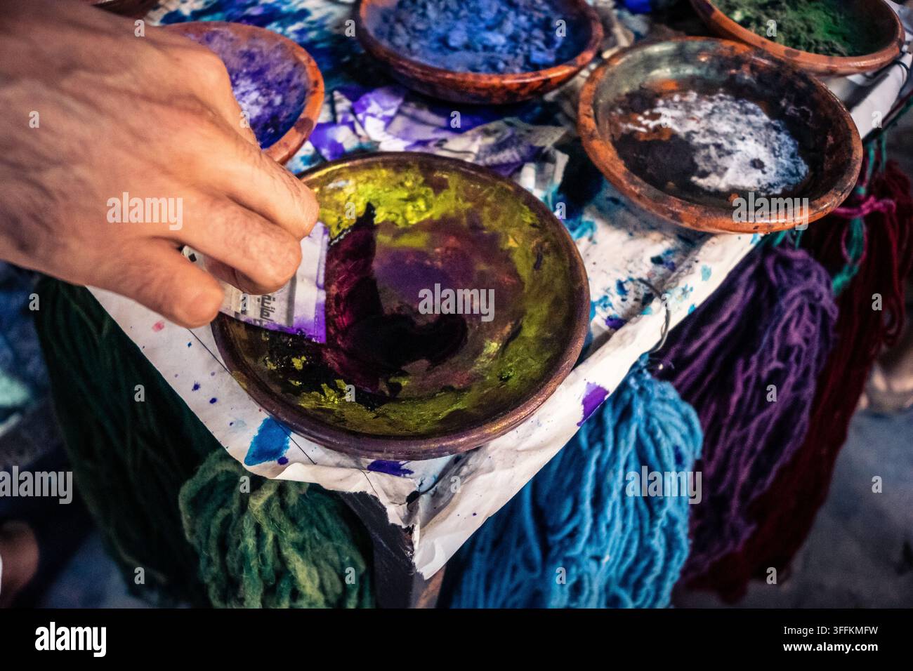​Marrakech, Morocco, September 08, 2026 Local artisans and craftsmen handcrafting traditional wooden and metal objects in small workshops throughout t Stock Photo