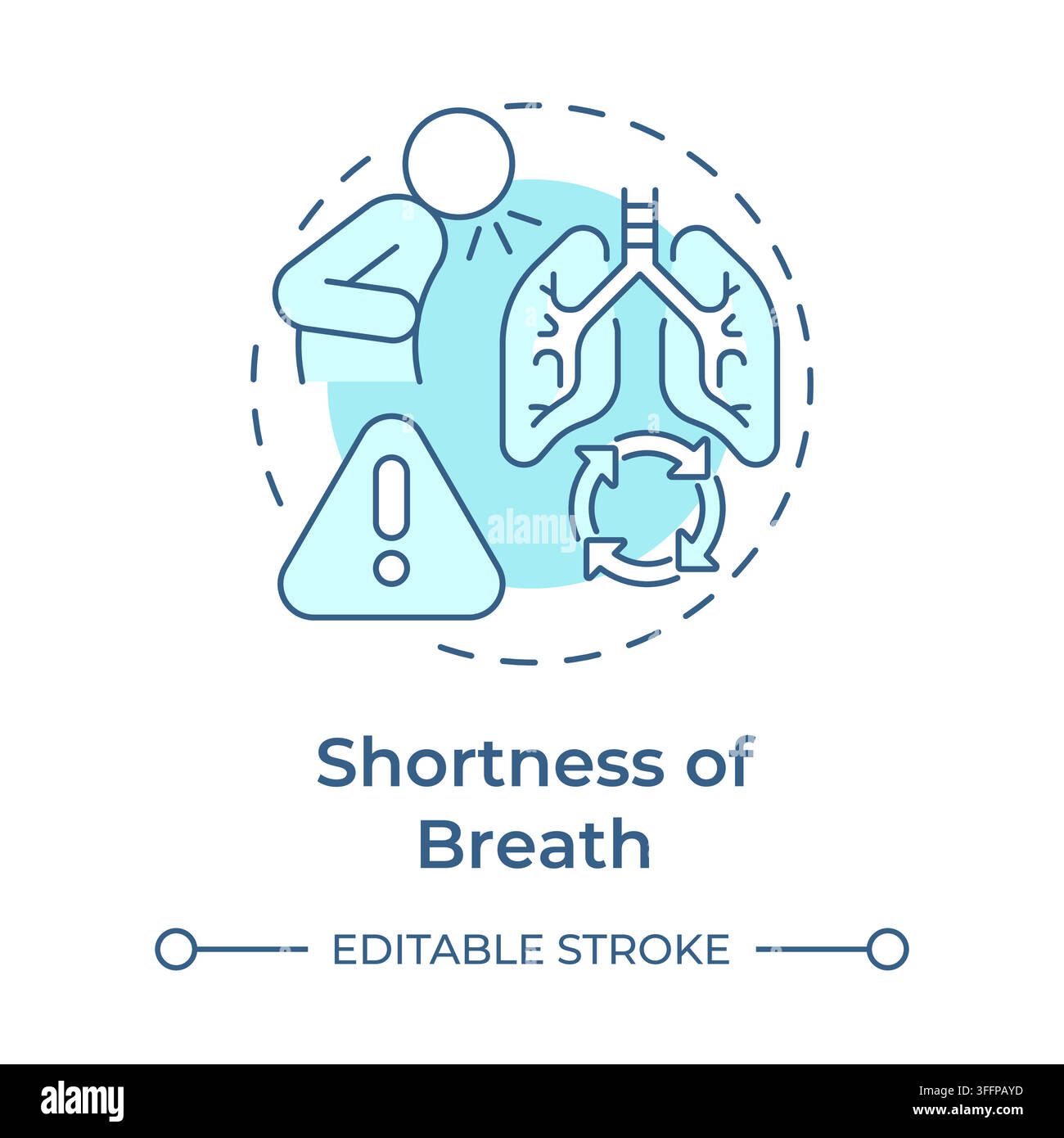 Dizziness monochrome blue concept icon Stock Vector