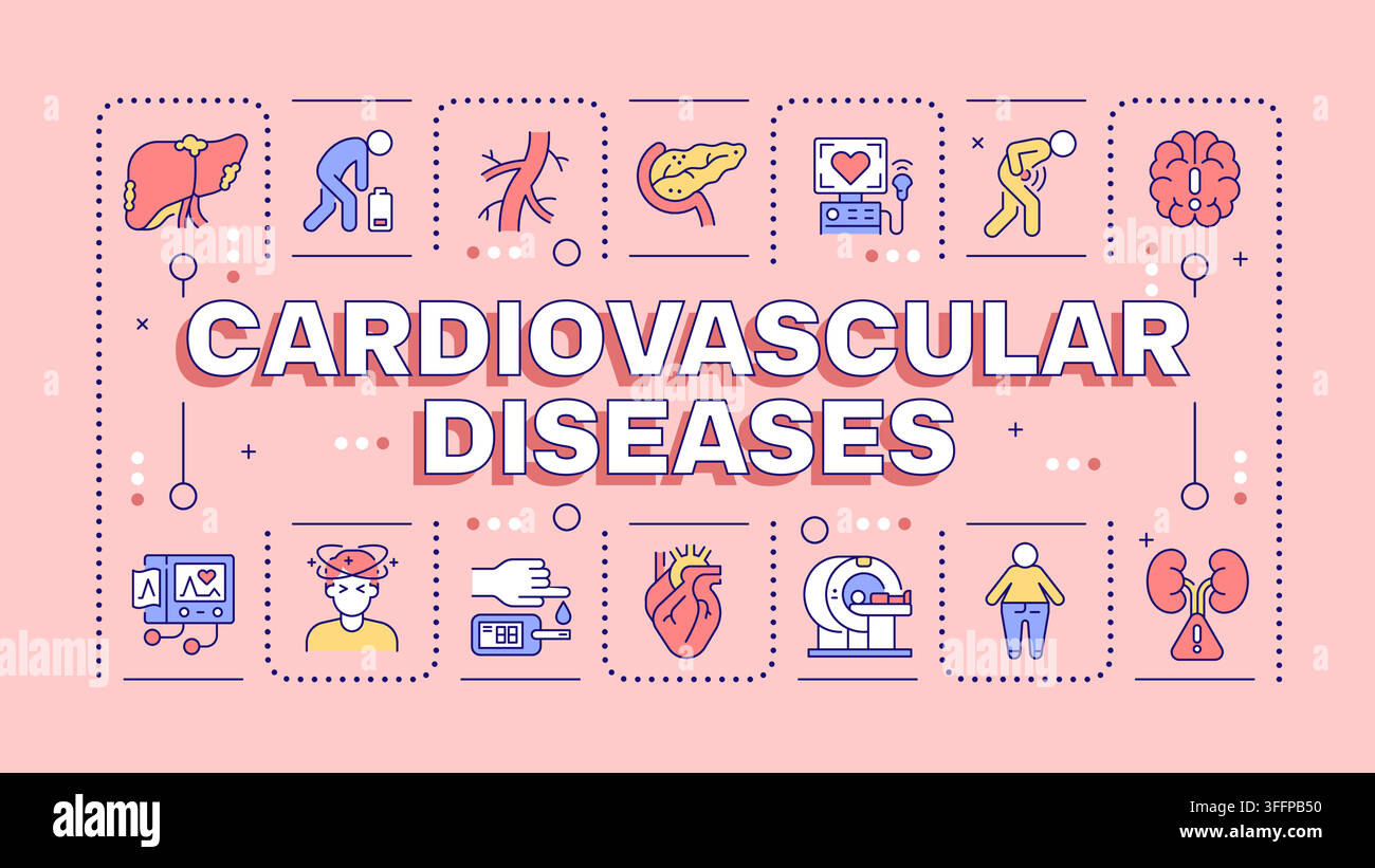 Cardiovascular diseases concept banner Stock Vector