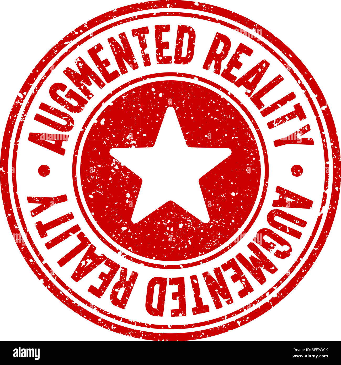 augmented reality stamp. augmented reality red round rubber stamp on transparent background Stock Vector