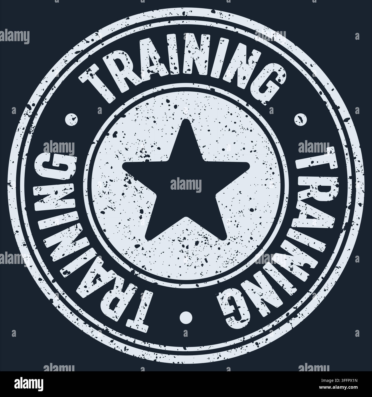 training stamp. training white round rubber stamp on dark background Stock Vector