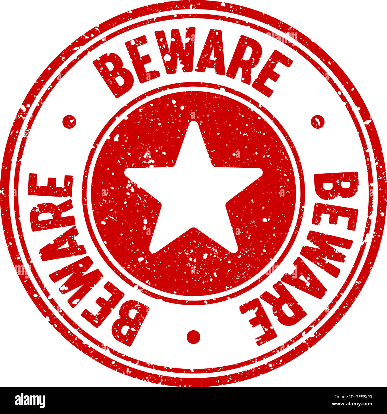 beware stamp. beware red round rubber stamp on transparent background Stock Vector