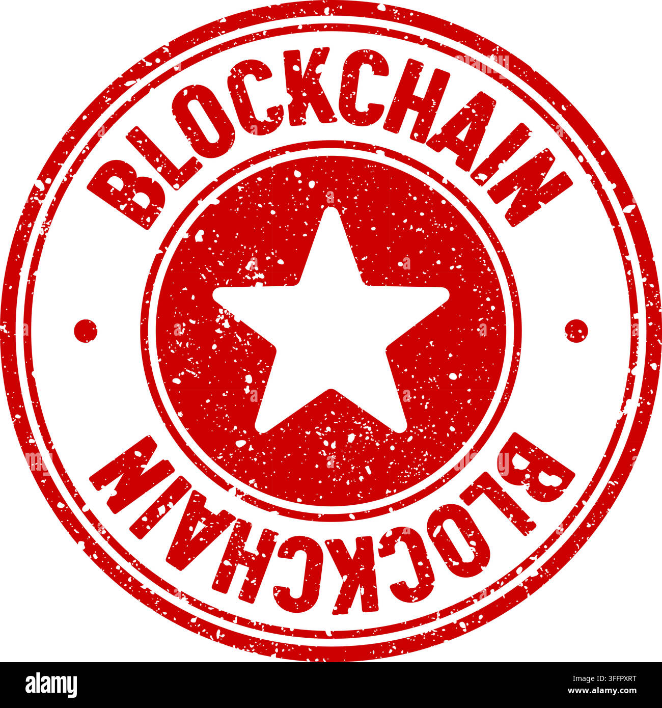 blockchain stamp. blockchain red round rubber stamp on transparent background Stock Vector