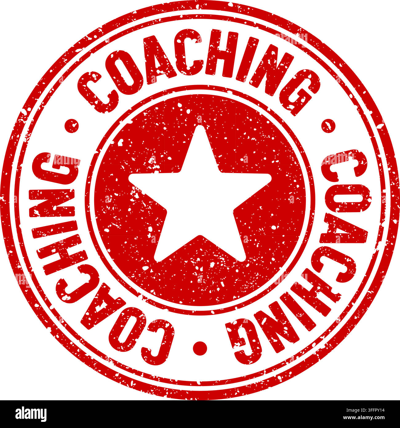 coaching stamp. coaching red round rubber stamp on transparent background Stock Vector