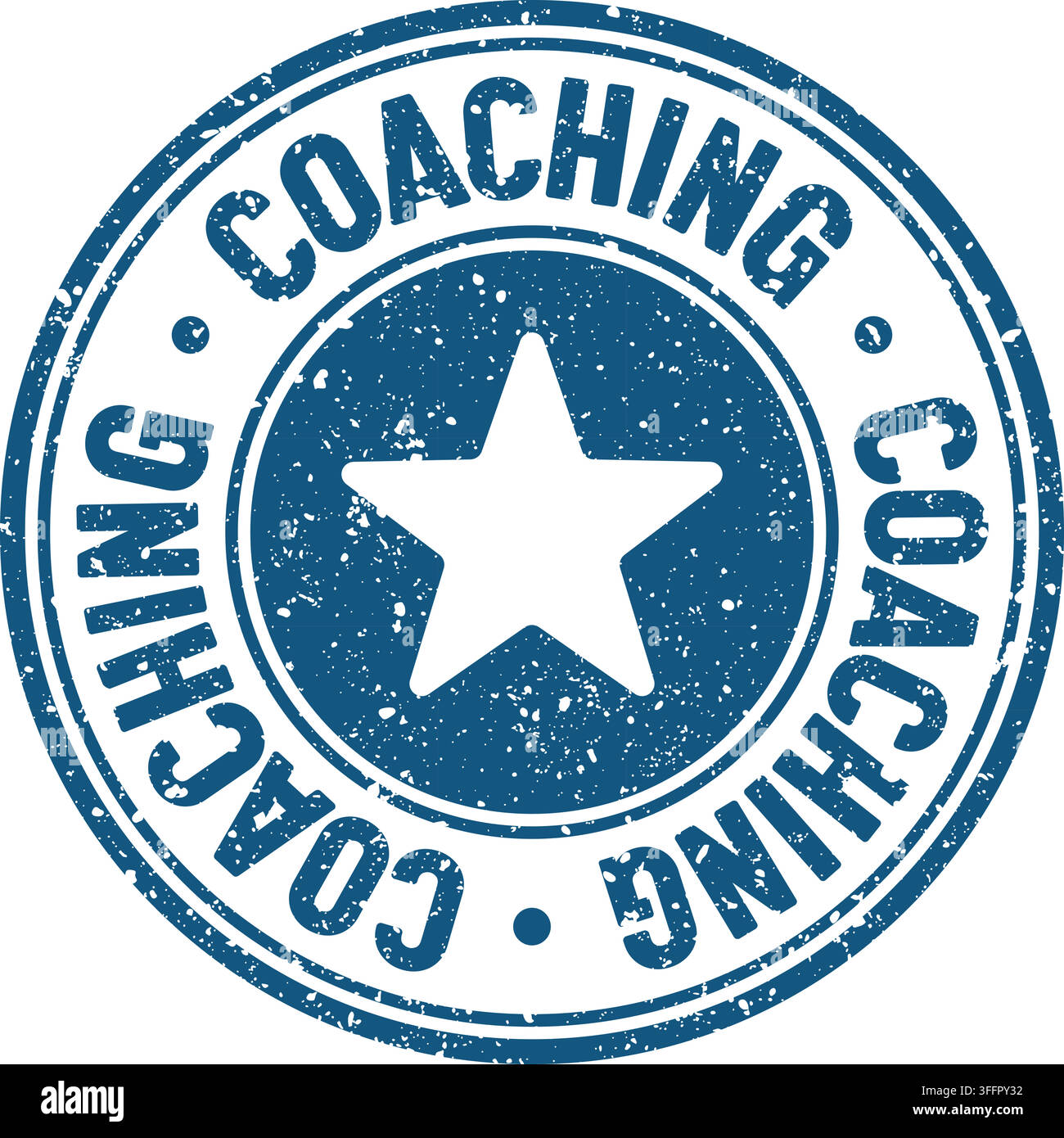coaching stamp. coaching blue round rubber stamp on transparent background Stock Vector