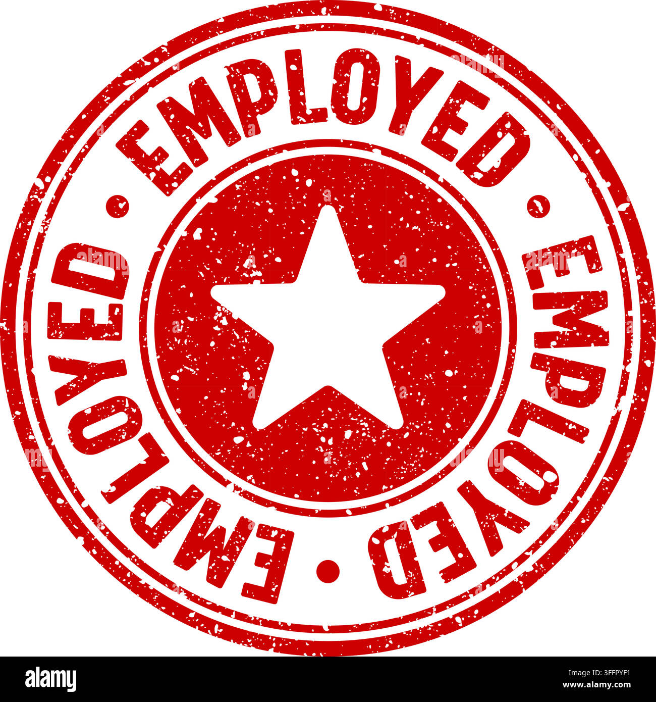 employed stamp. employed red round rubber stamp on transparent background Stock Vector