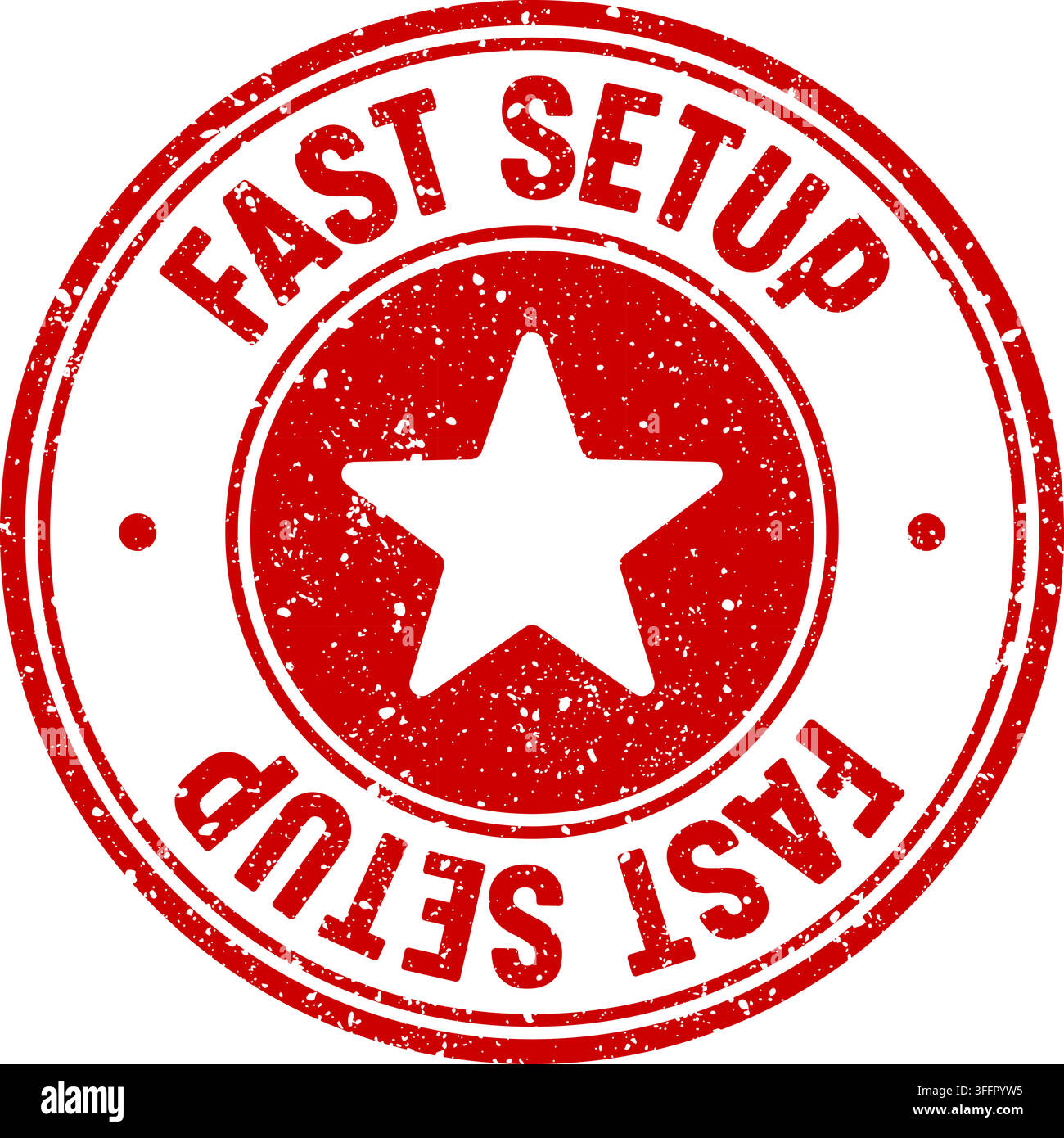 fast setup stamp. fast setup red round rubber stamp on transparent background Stock Vector