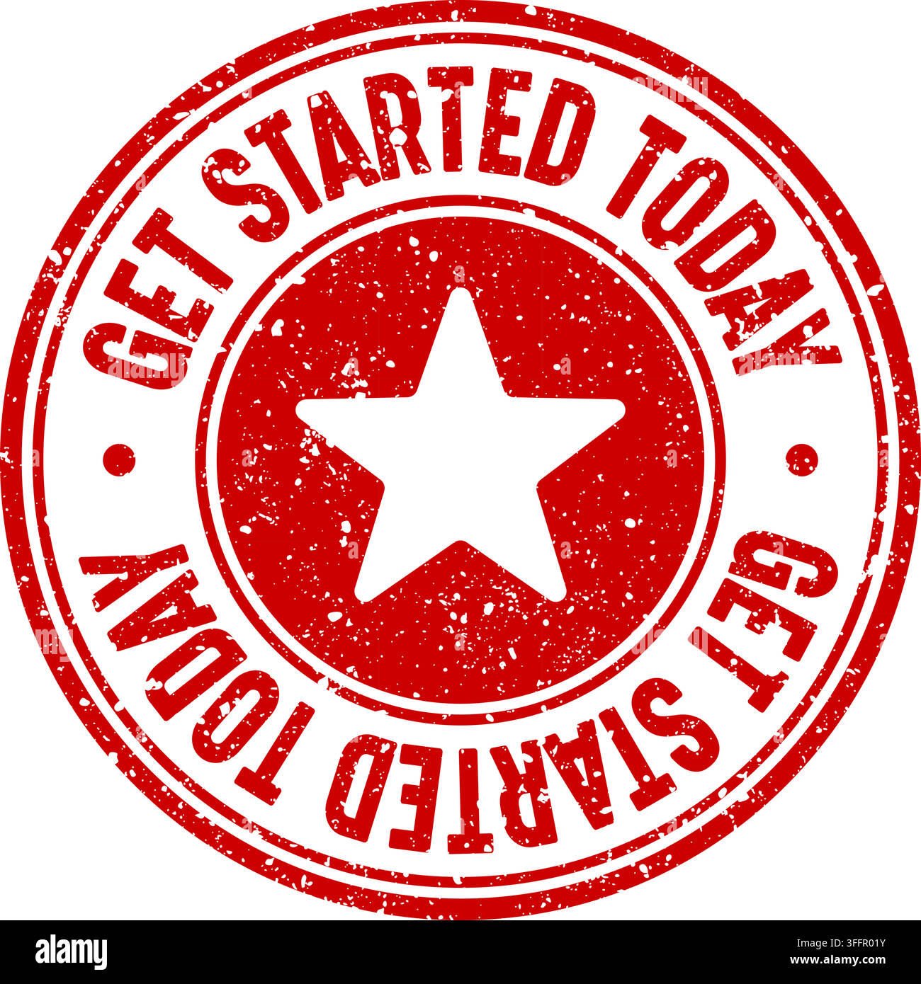 get started today stamp. get started today red round rubber stamp on transparent background Stock Vector