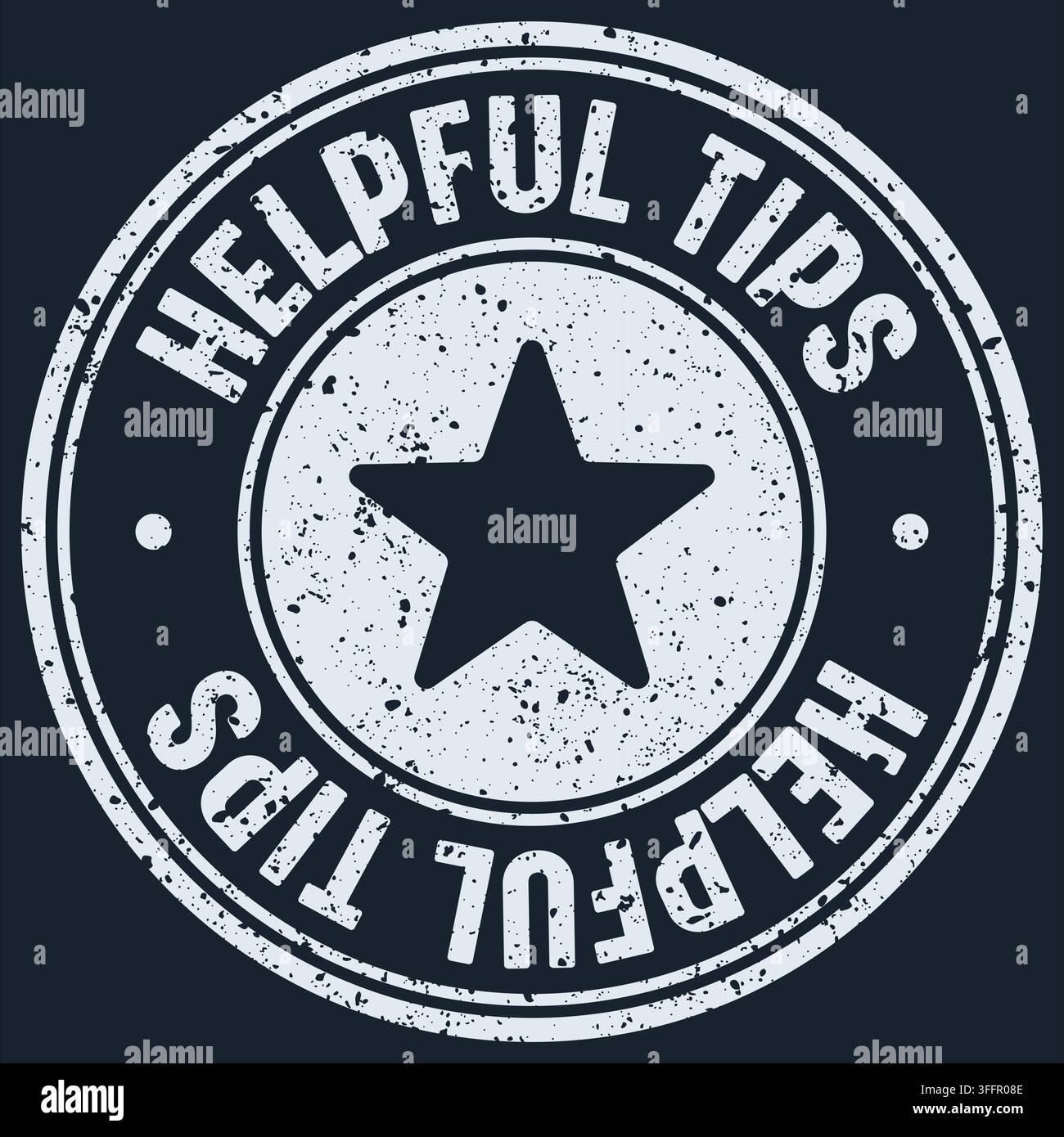 helpful tips stamp. helpful tips white round rubber stamp on dark background Stock Vector