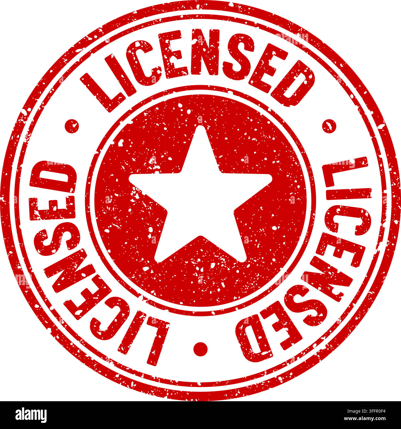 licensed stamp. licensed red round rubber stamp on transparent background Stock Vector