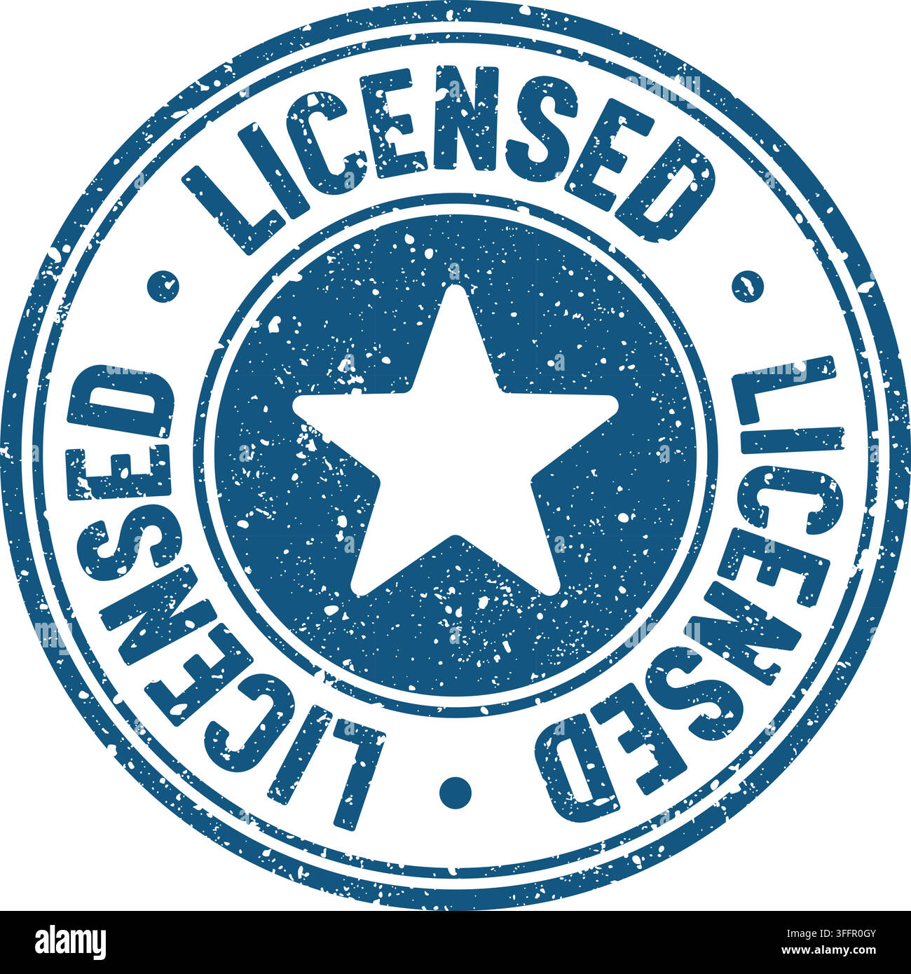 licensed stamp. licensed blue round rubber stamp on transparent background Stock Vector