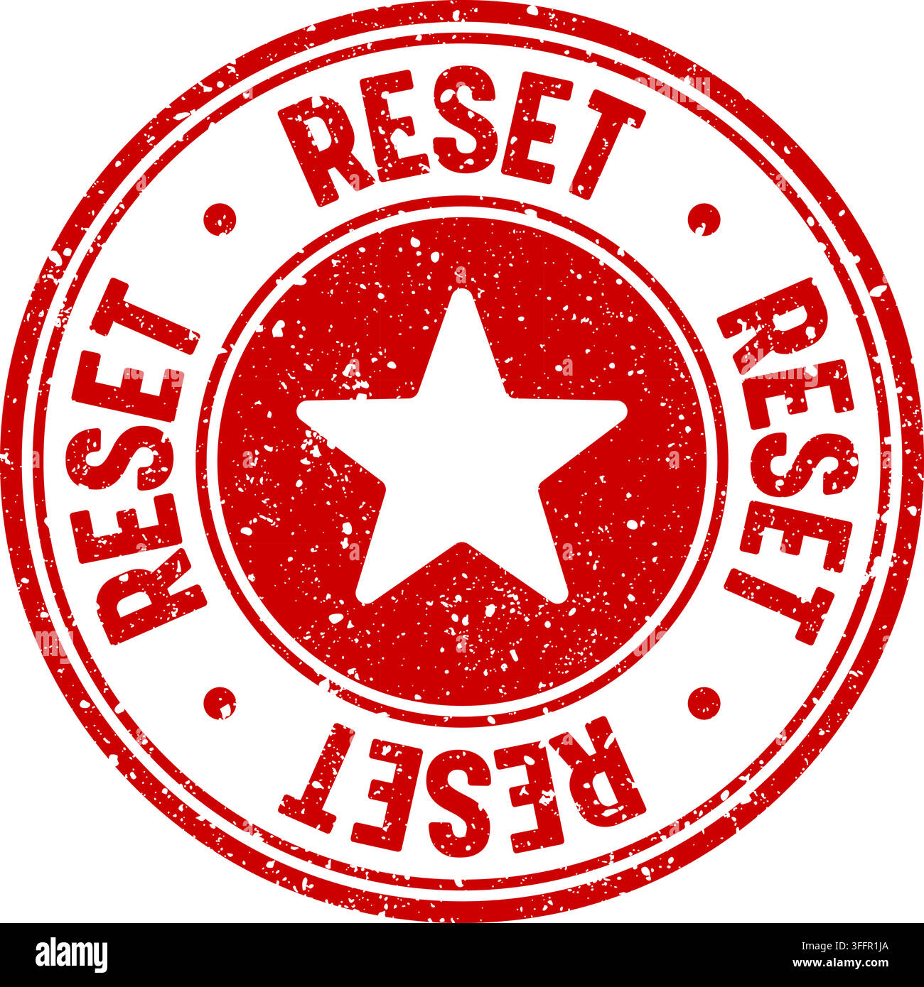 reset stamp. reset red round rubber stamp on transparent background Stock Vector