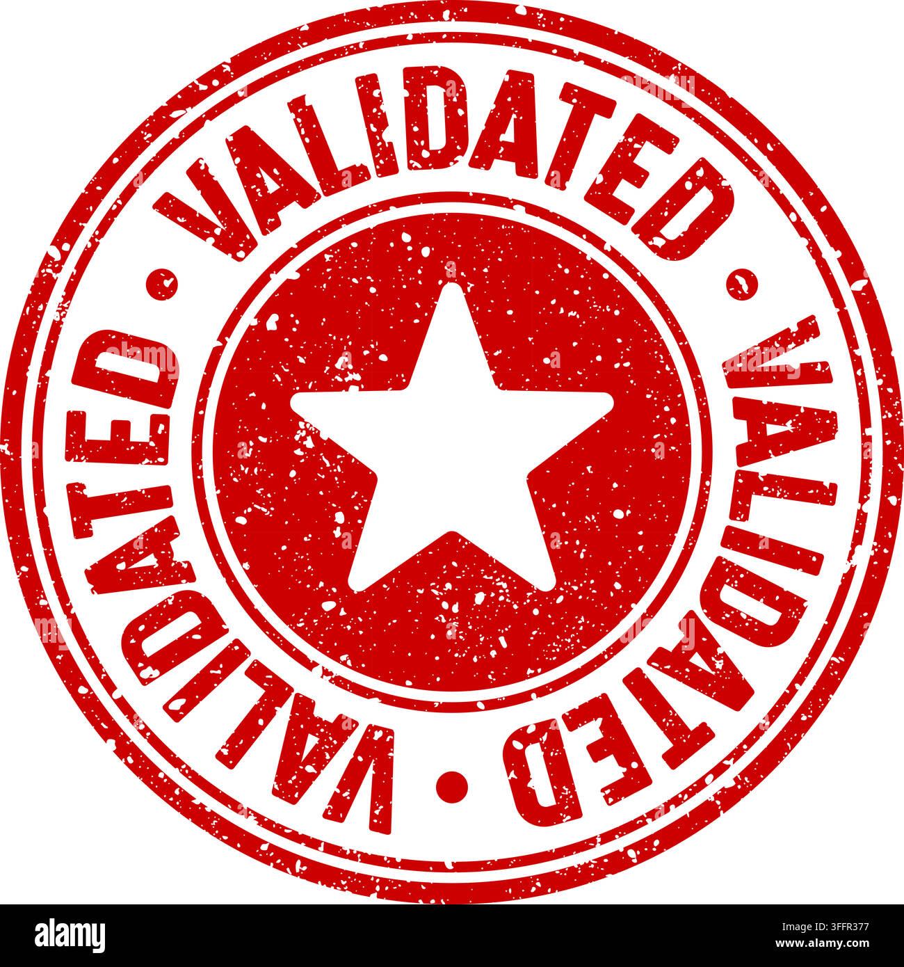 validated stamp. validated red round rubber stamp on transparent background Stock Vector